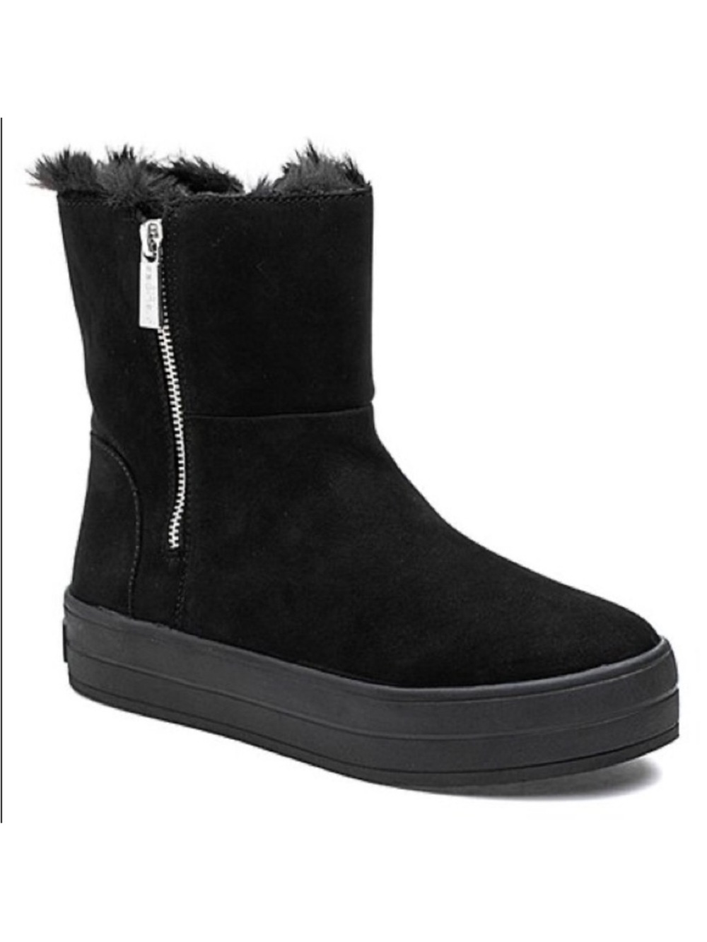 J Slides Henley Platform Booties Black Suede Size 10